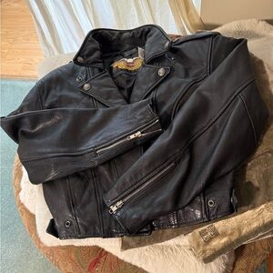 Harley Davidson full black leather woman’s jack (S)